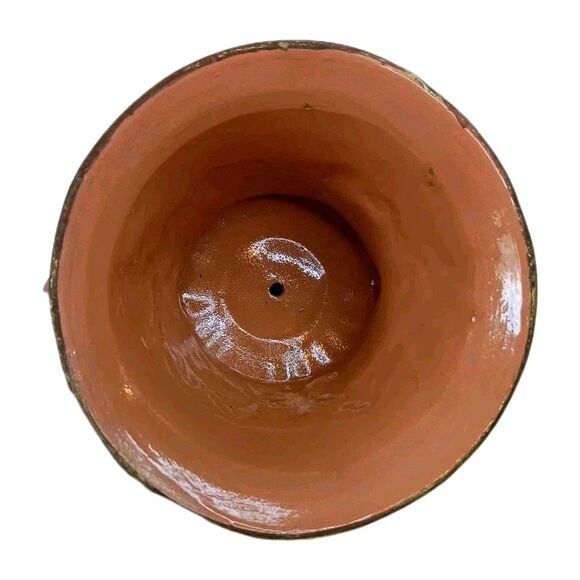 Gold Urn Planter Ceramic Baroque Vine With Leaves Hollywood Regency - Picture 5 of 13